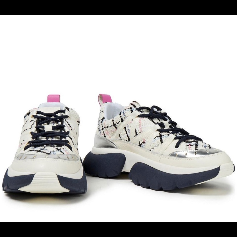 Maje Metallic Trim Leather Sneakers